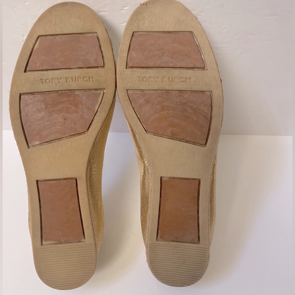 Tory Burch Reva Gold Ballet Flats Sz 6 - Picture 11 of 13